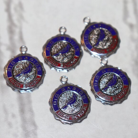 🐦 Vintage Big Rapids High School Charms · Kinney Sterling · Set of 5 · 18g - Picture 1 of 5